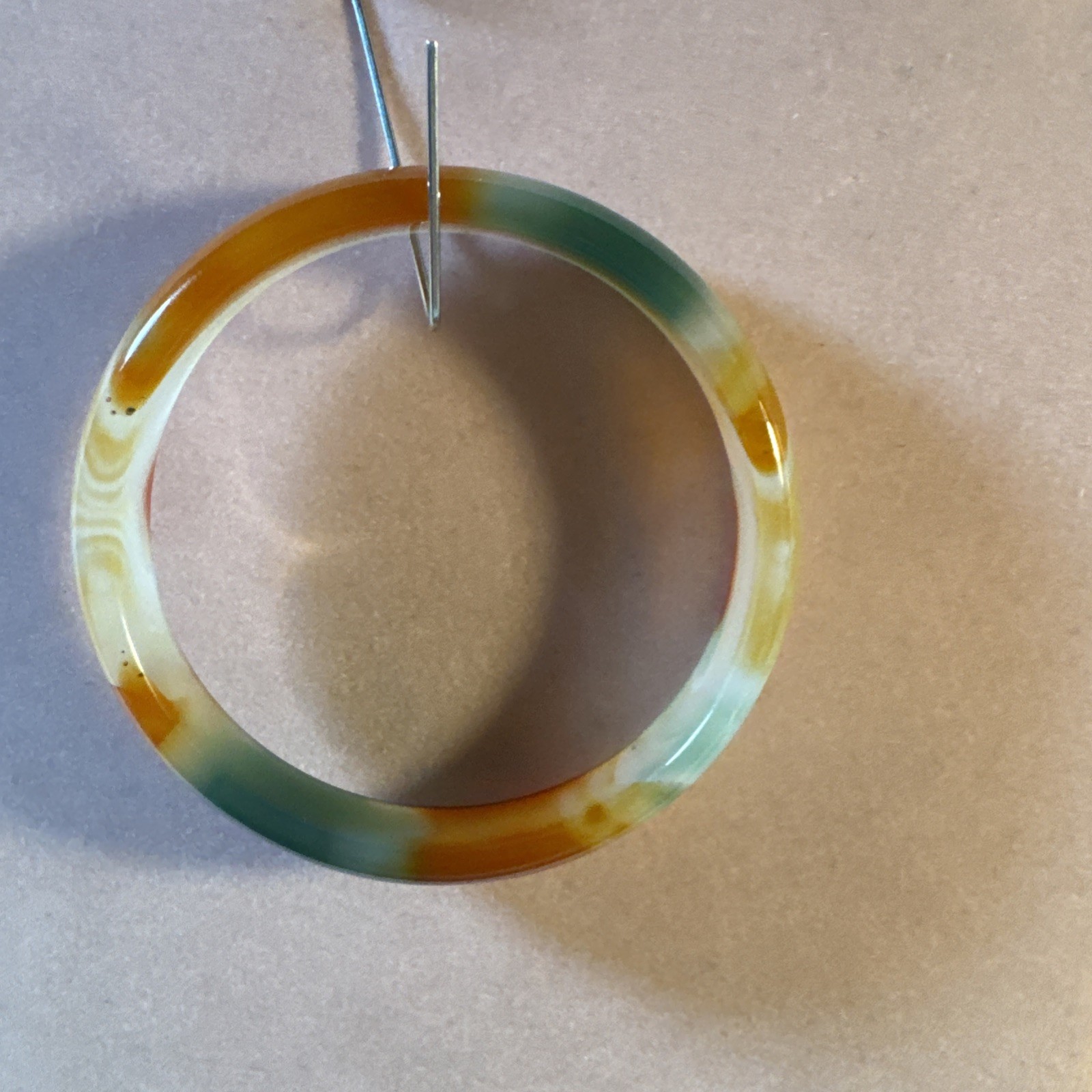 Jadite Or Agate Stone Bracelet Vintage