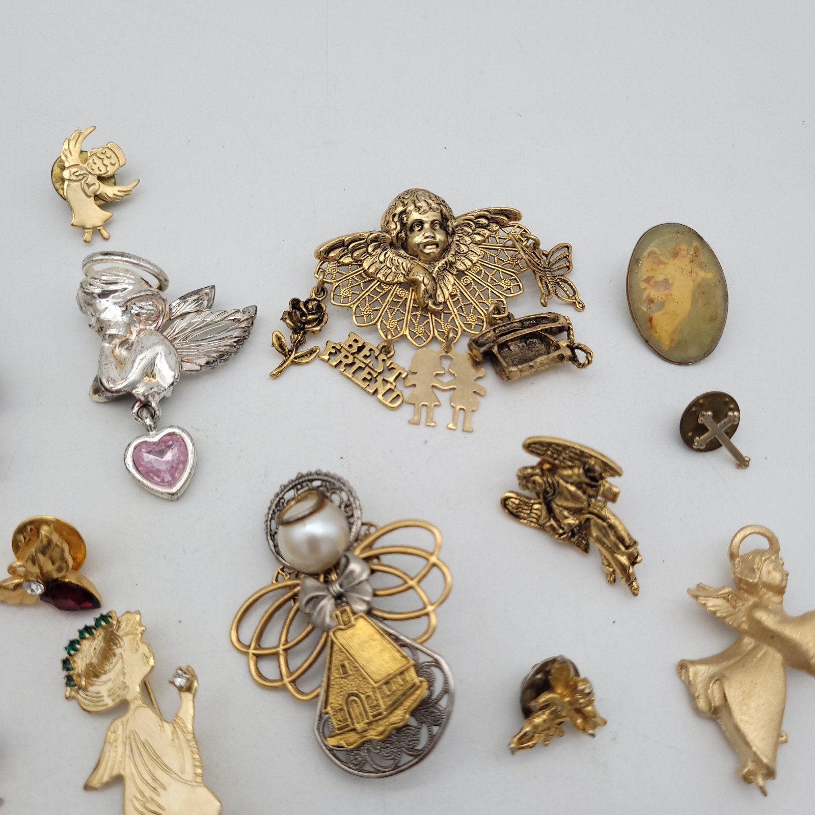 Religious Angels Cherubs Crosses Lot Vtg Lapel Pin Brooch Mix Fashion Jewelry
