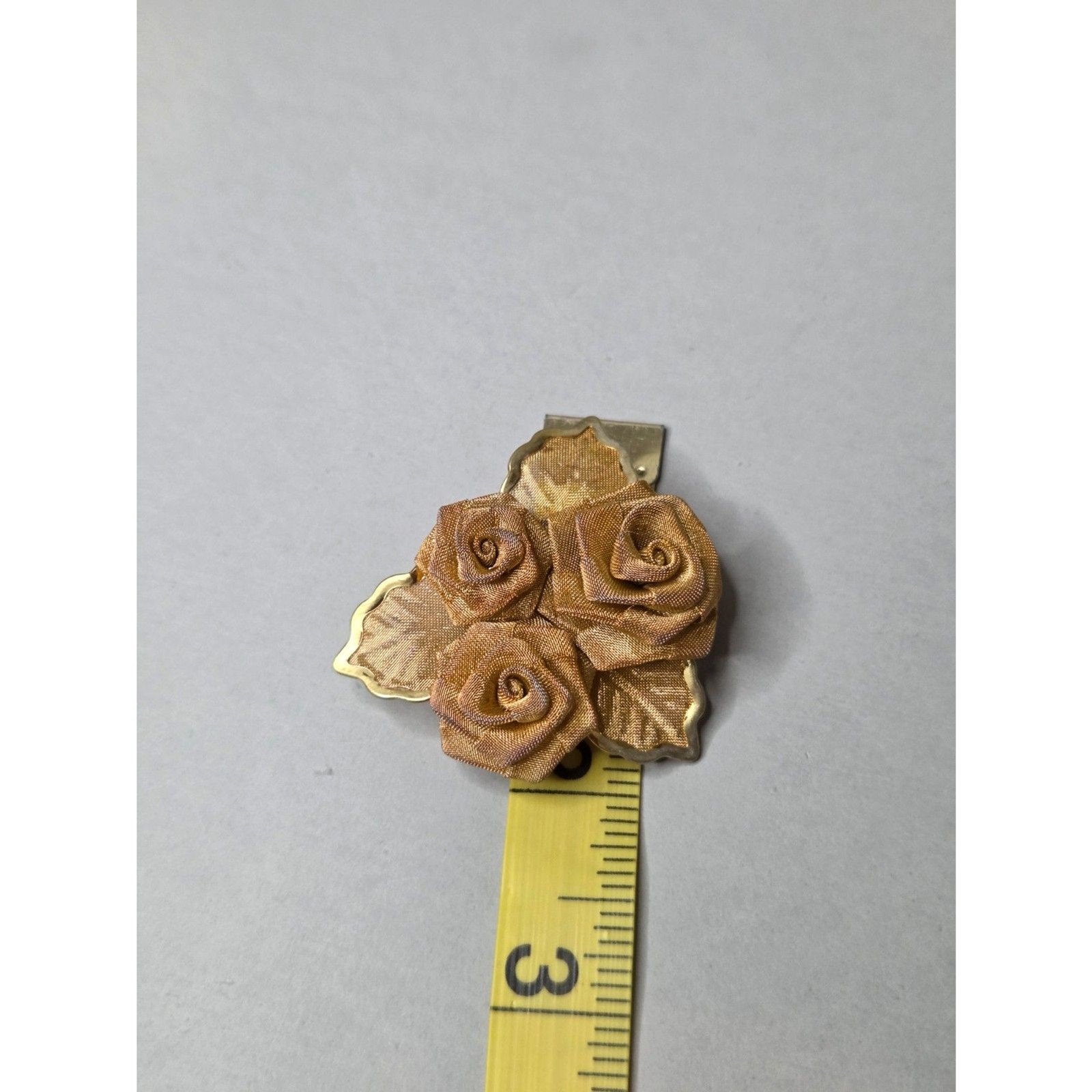 Vintage Mesh Tripe Rose Brooch