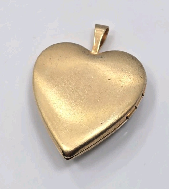 Vintage Yellow 14k Gold Filled Flower Orange Heart Locket Charm Pendant