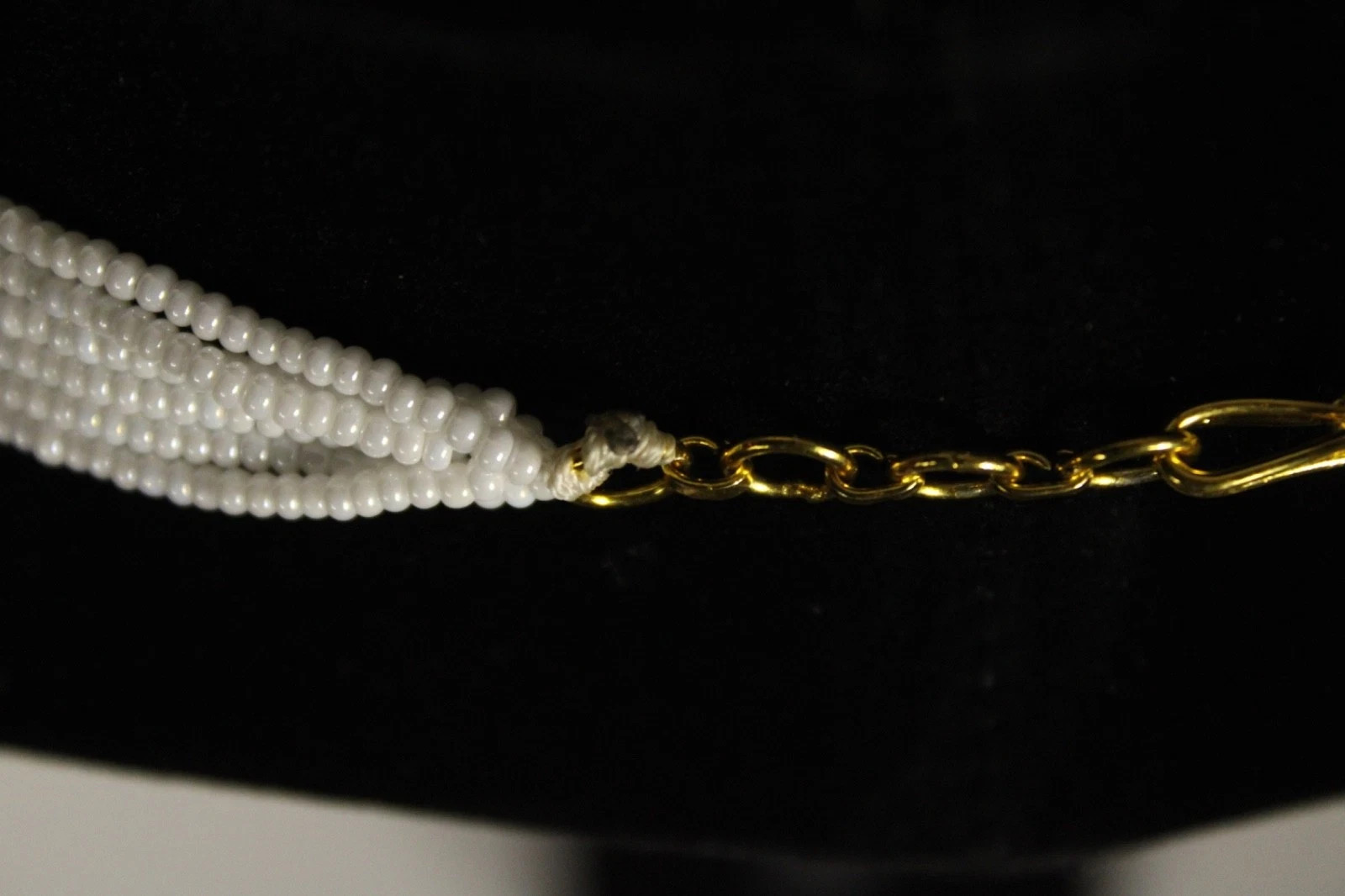 Green White 22″ 6 Strand Tiny Seed Bead Beaded Shimmering Necklace Handmade