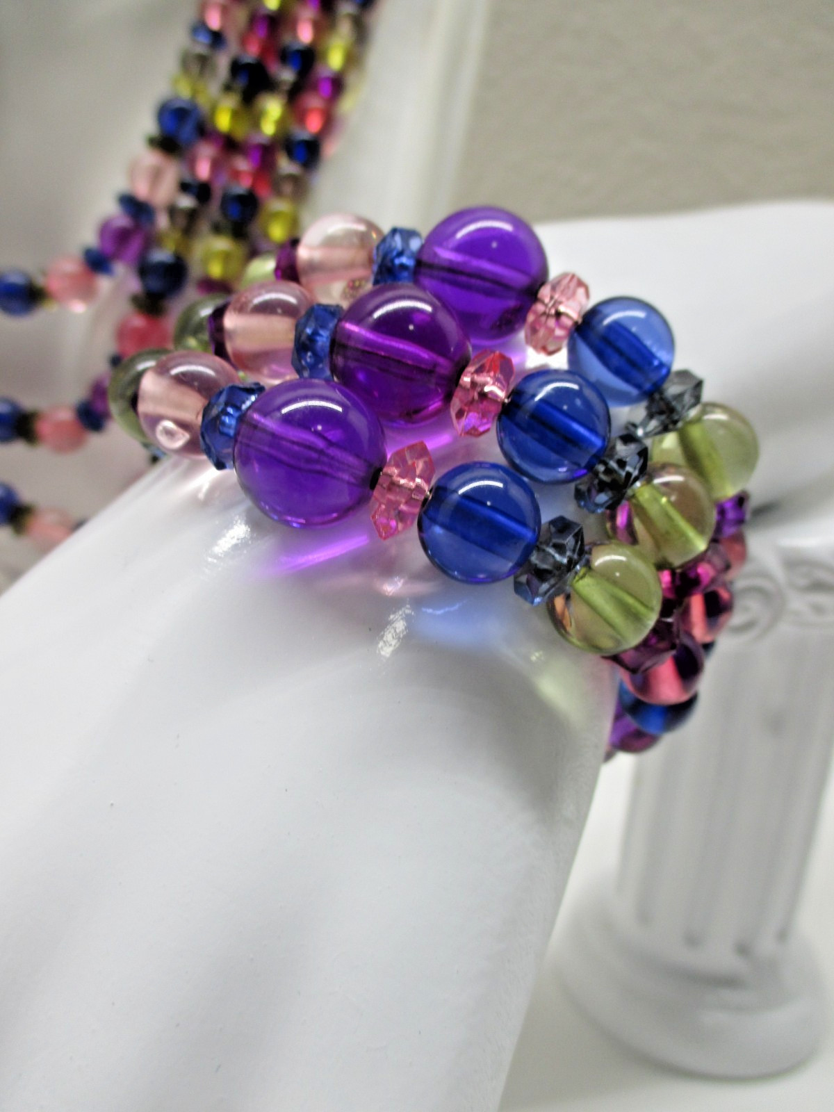 Vintage Multicolor Beaded Necklace and Bracelet Set