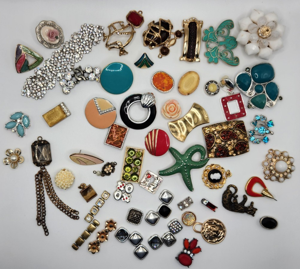 Craft Jewelry Pieces Junk Drawer Lot 50 Different Pieces