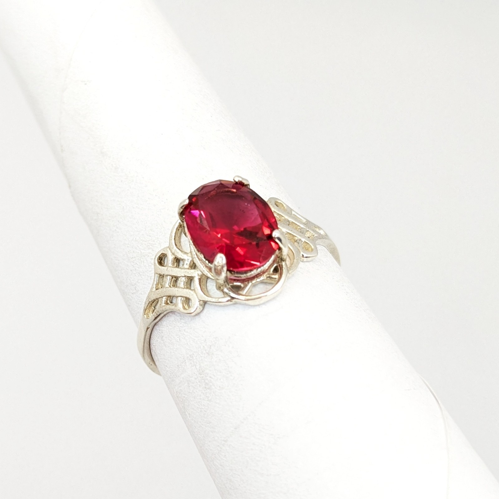 Vintage Elegant RING Silver 925 with Chic Bright Stone-size: 8.75US (18.5mm)| #7