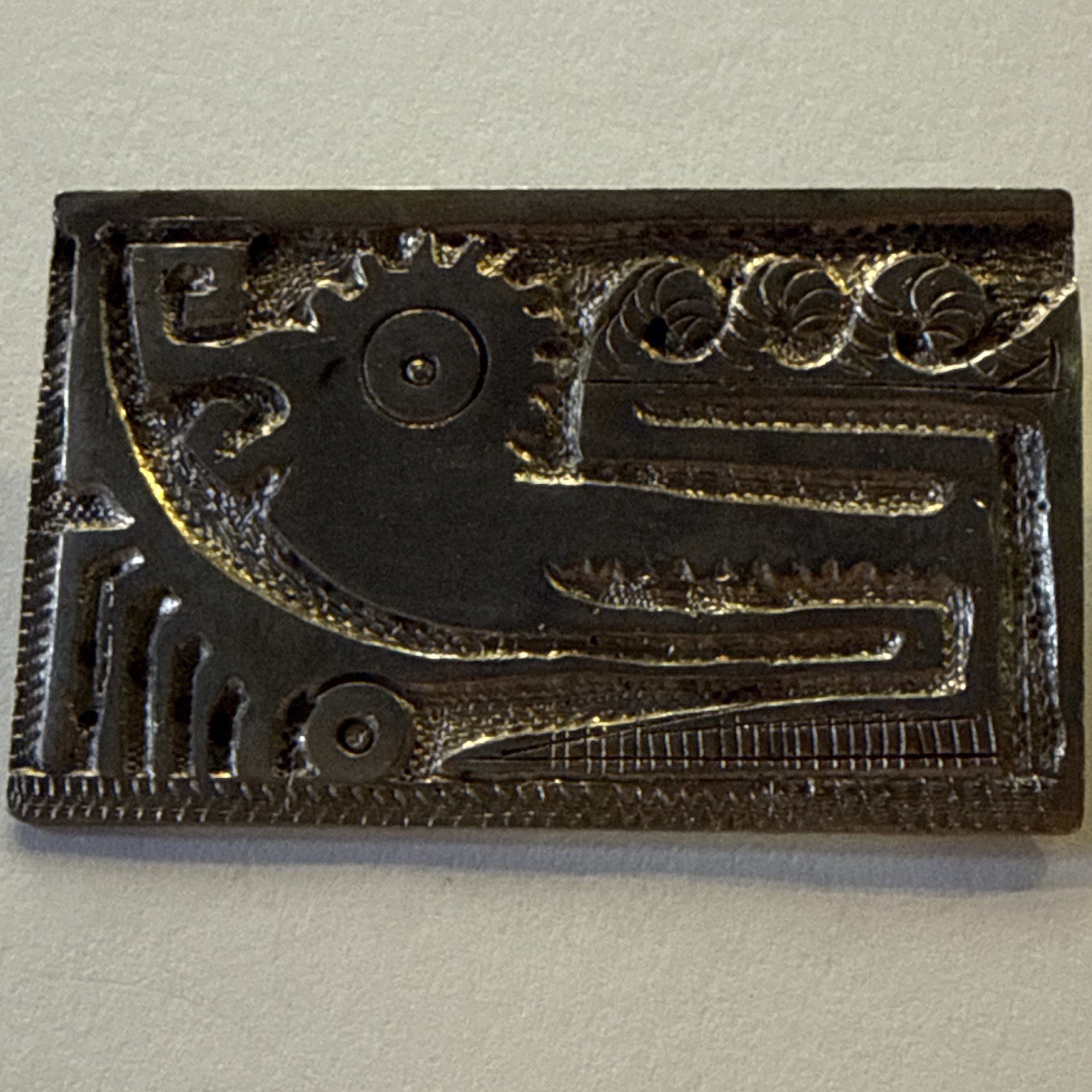 Vintage Signed 900 Silver Rectangle Animal Motif Ecuadorian Brooch Pin