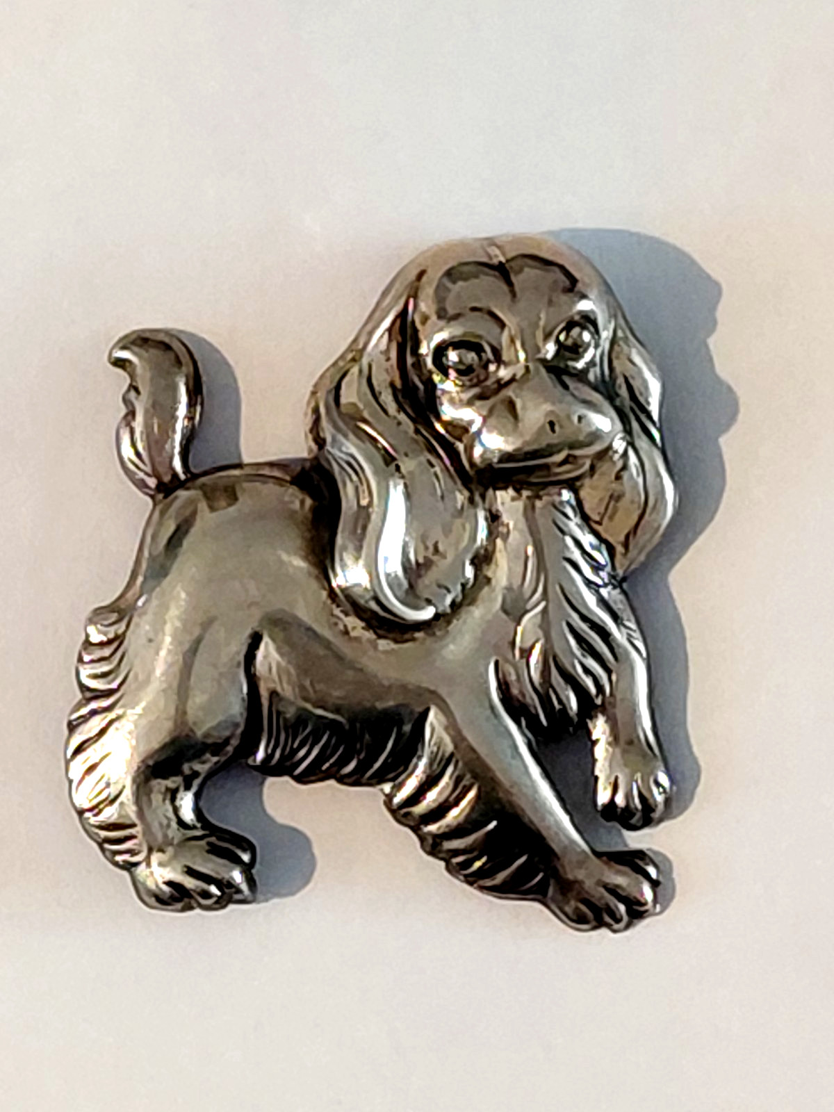 Vintage Cocker Spaniel Sterling Silver Pin by Lang 1 5/8″