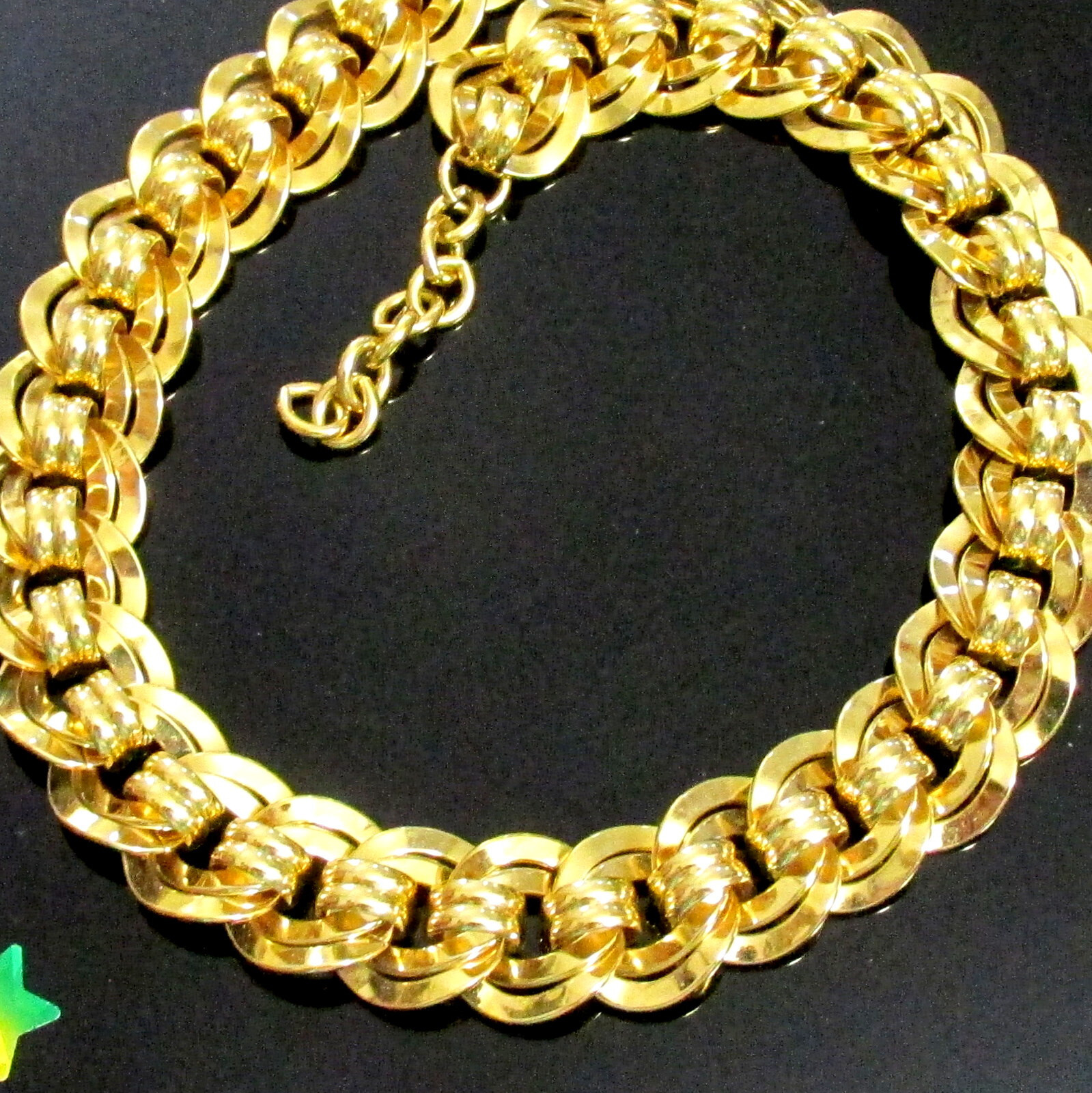 VTG RUNWAY WEIGHTY GP 19″ NAPIER DOUBLE LINK CHAIN NECKLACE CLASSIC STATEMENT