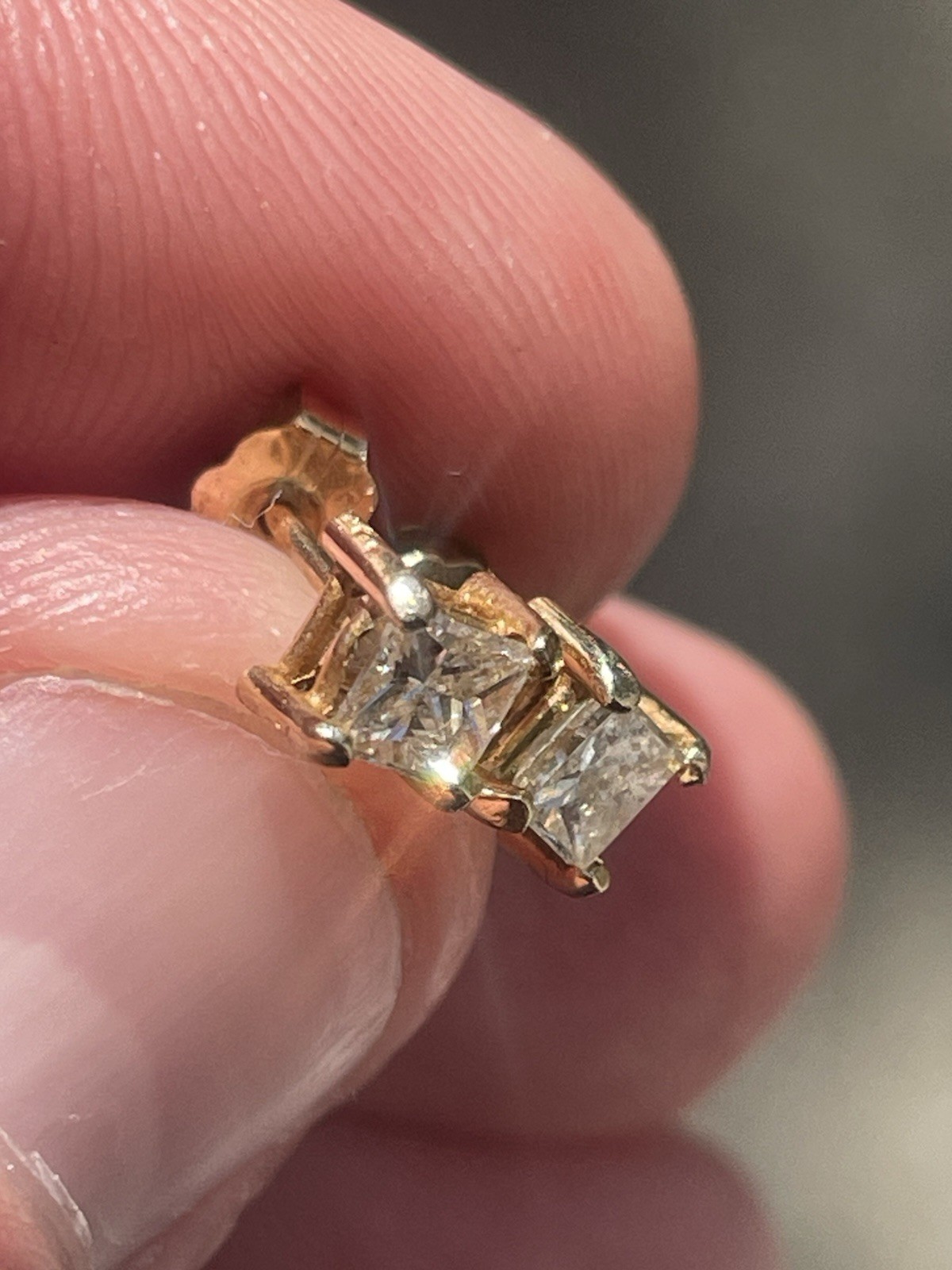 Vintage Estate Diamond Earrings 14K Solid Yellow Gold Clean Set!