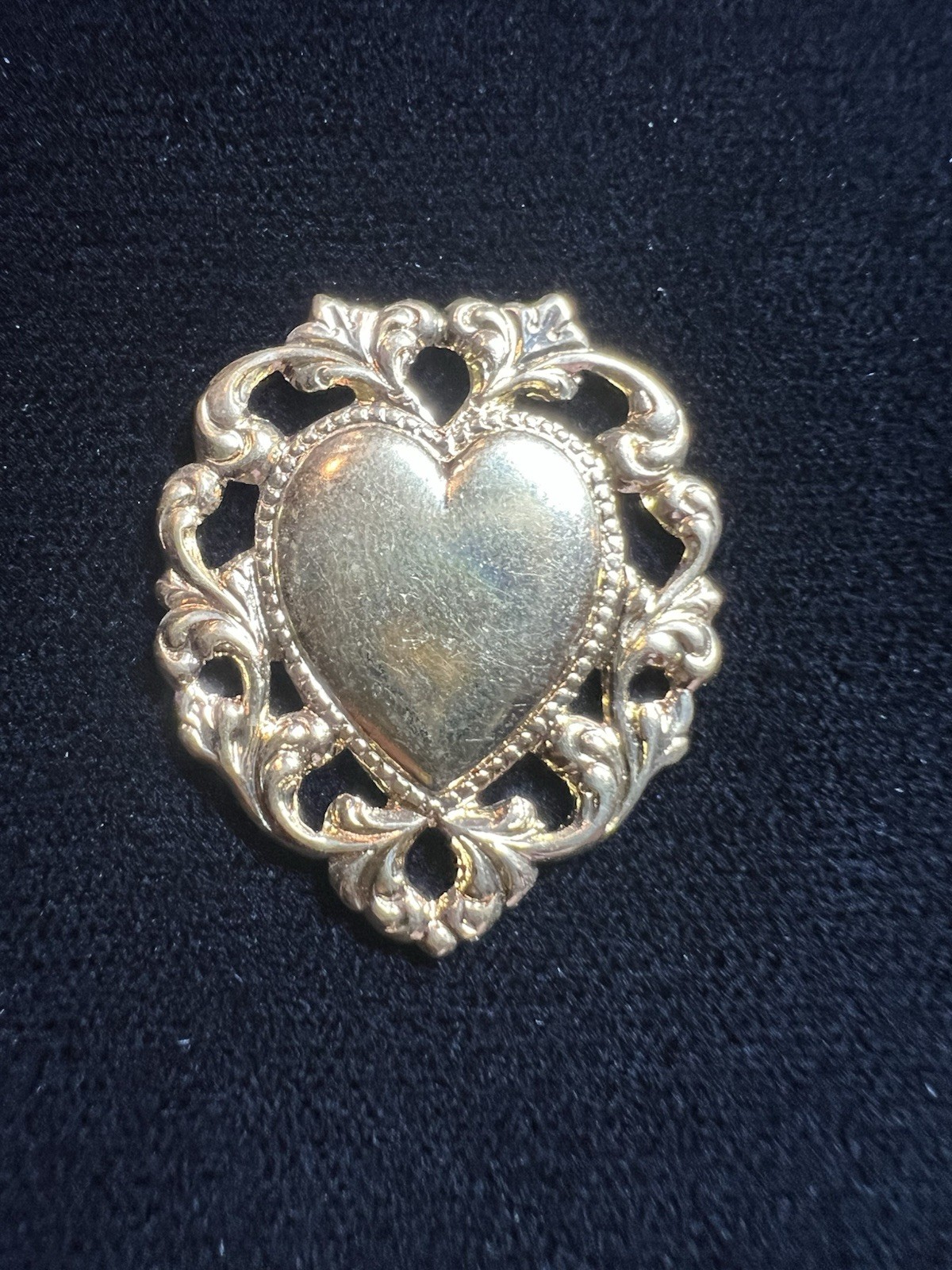 Vintage Heart 22K Plated Brass Stamping for Jewelry design from Famous Maker NOS