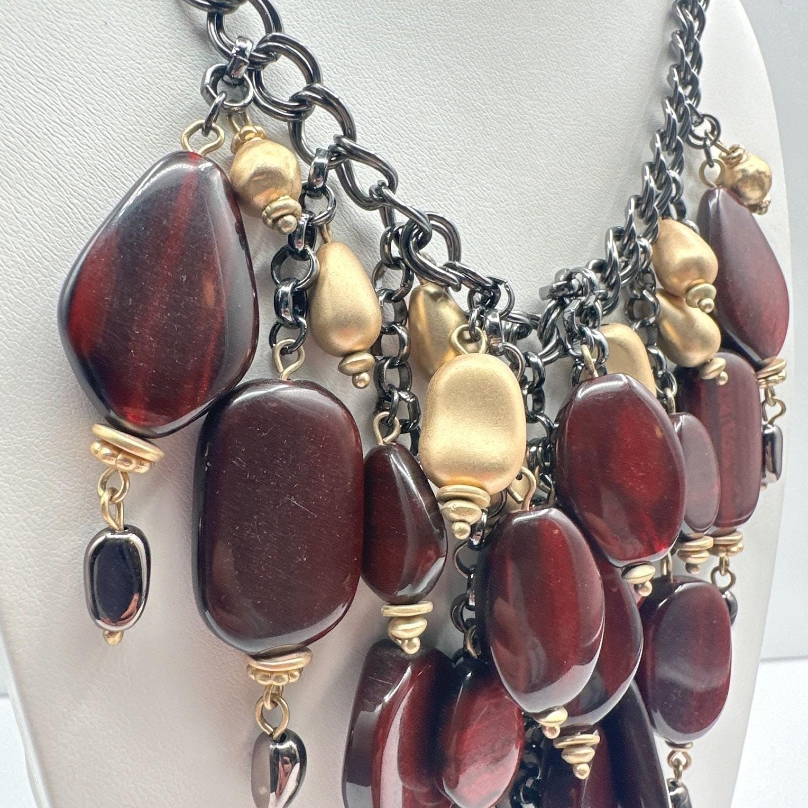 Vintage 90s Statement Chunky Bib Necklace Bold Boho Classic Women’s Jewelry