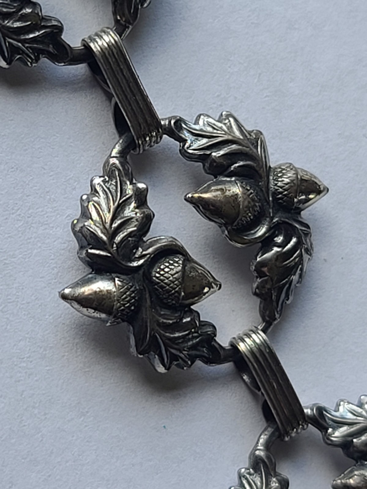 VTG Danecraft Sterling Silver Acorn Oak Leaves Wreath Bracelet Signed 7″ 14gm