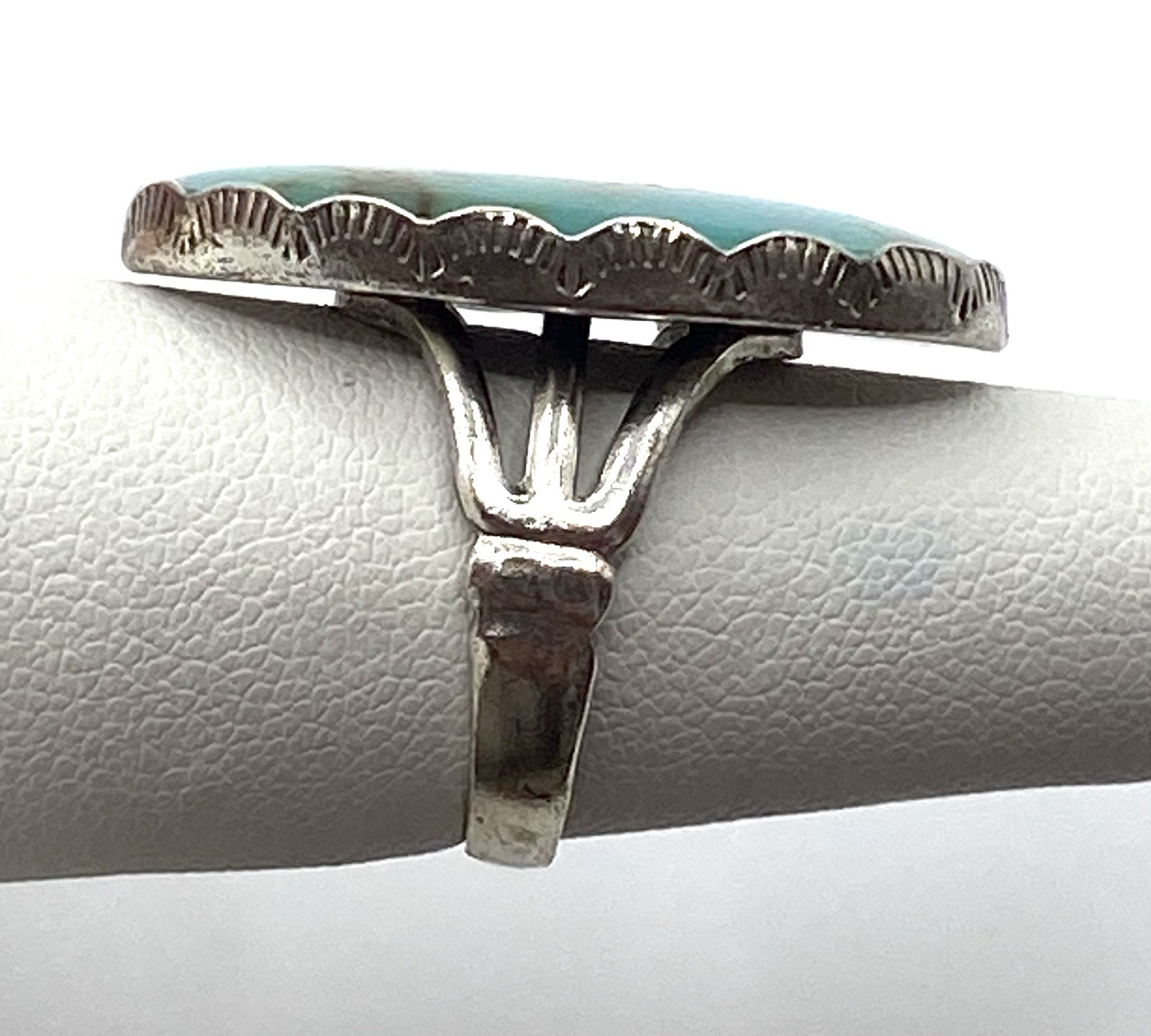 Vintage Sterling Silver Simulated Oval Turquoise Ring Size 6