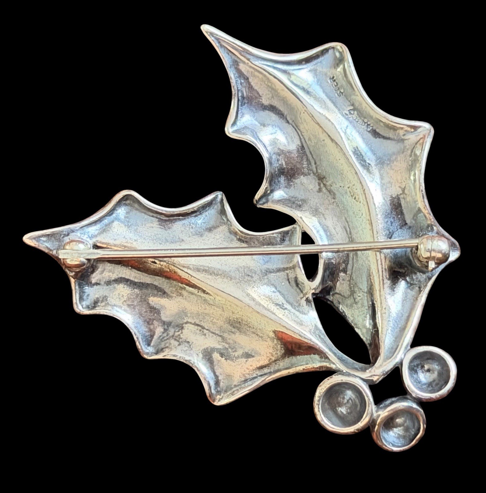 Vintage & Retired James Avery Sterling Holly Berries Leaves Brooch/Pin With Box