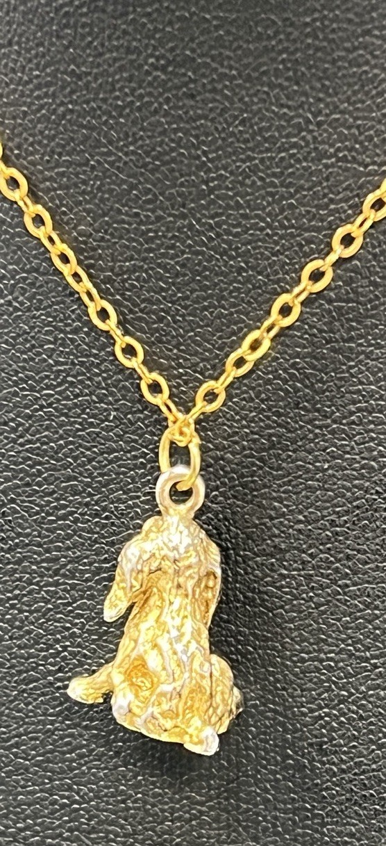 Vintage Cocker Spaniel Dog Pendant Necklace 1/20 Gold Filled 18”Gold Tone .5”