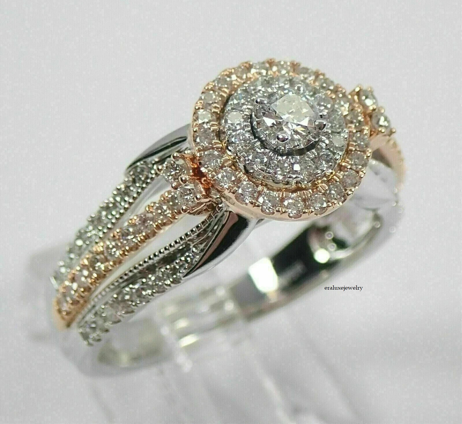 2.25Ct Round Cut Lab Created Diamond Halo Engagement 14K White Gold Finish Ring