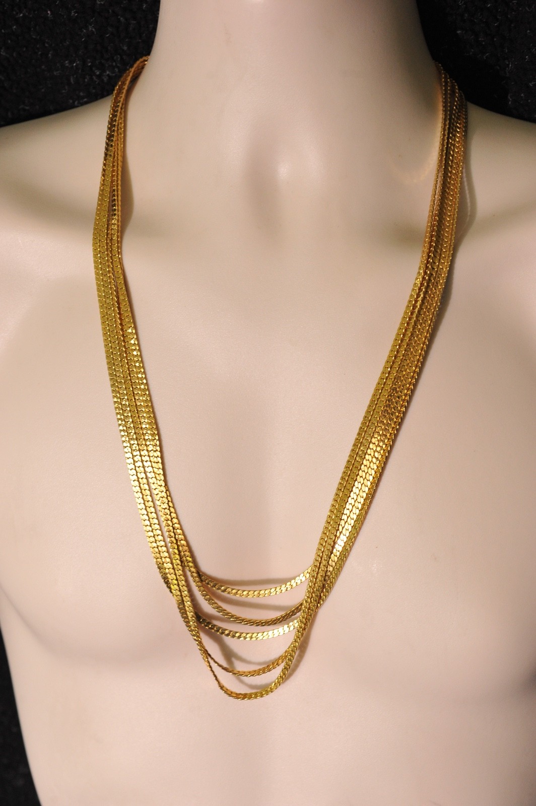 Necklace Monet Long layered shiny gold tone chain 27″ statement signed AF9