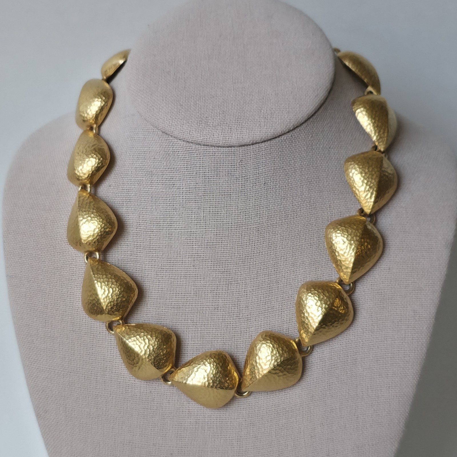 Vintage Givenchy Necklace 1980s Gold Tone Textured Dome