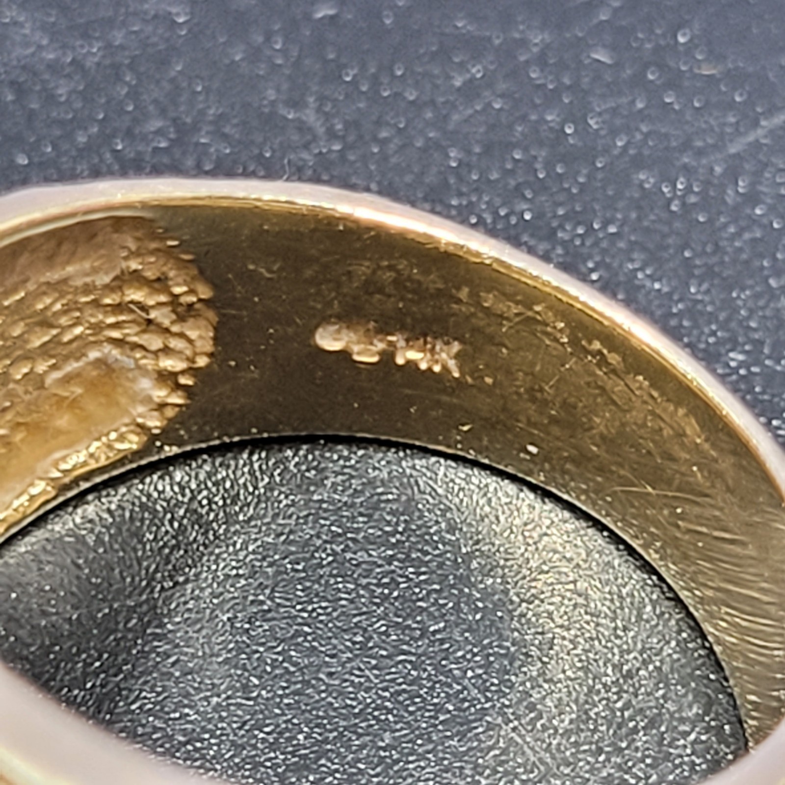 VTG 14k Solid Yellow Gold Star MCM Pattern Cut Wide Band Ring 5.9g Size 5.5