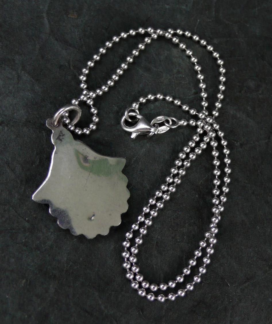 VINTAGE STERLING SILVER PUFFY CRESCENT MOON PEBBLED PENDANT NECKLACE ITALY CHAIN