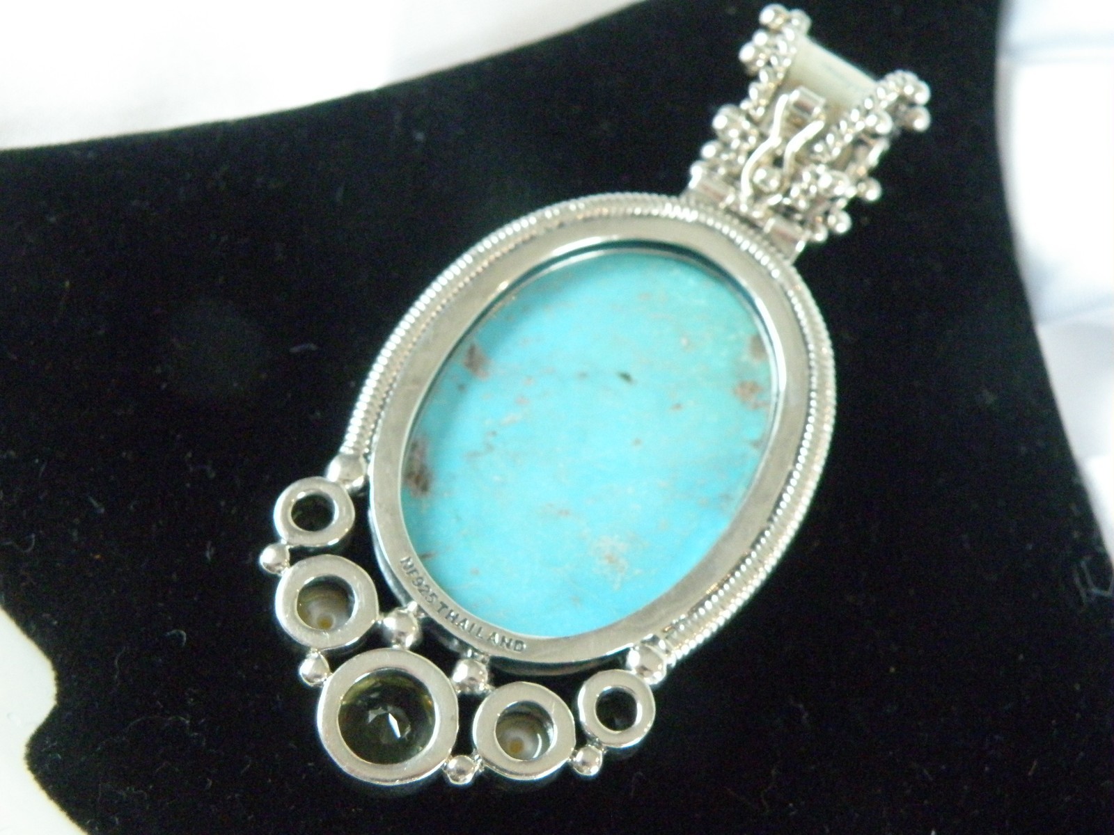 Huge Sterling Silver 925 Turquoise Statement Heavy Enhancer Pendant