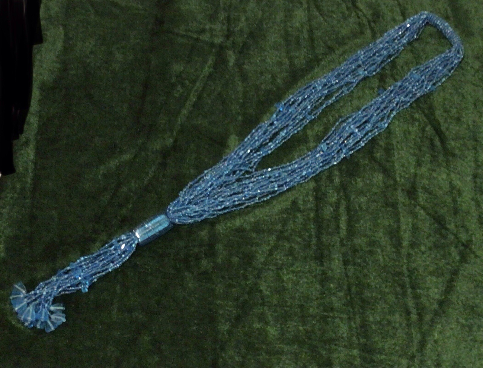 Vintage MultiStrand Blue Seed Bead Necklace 21 In Lariat Style