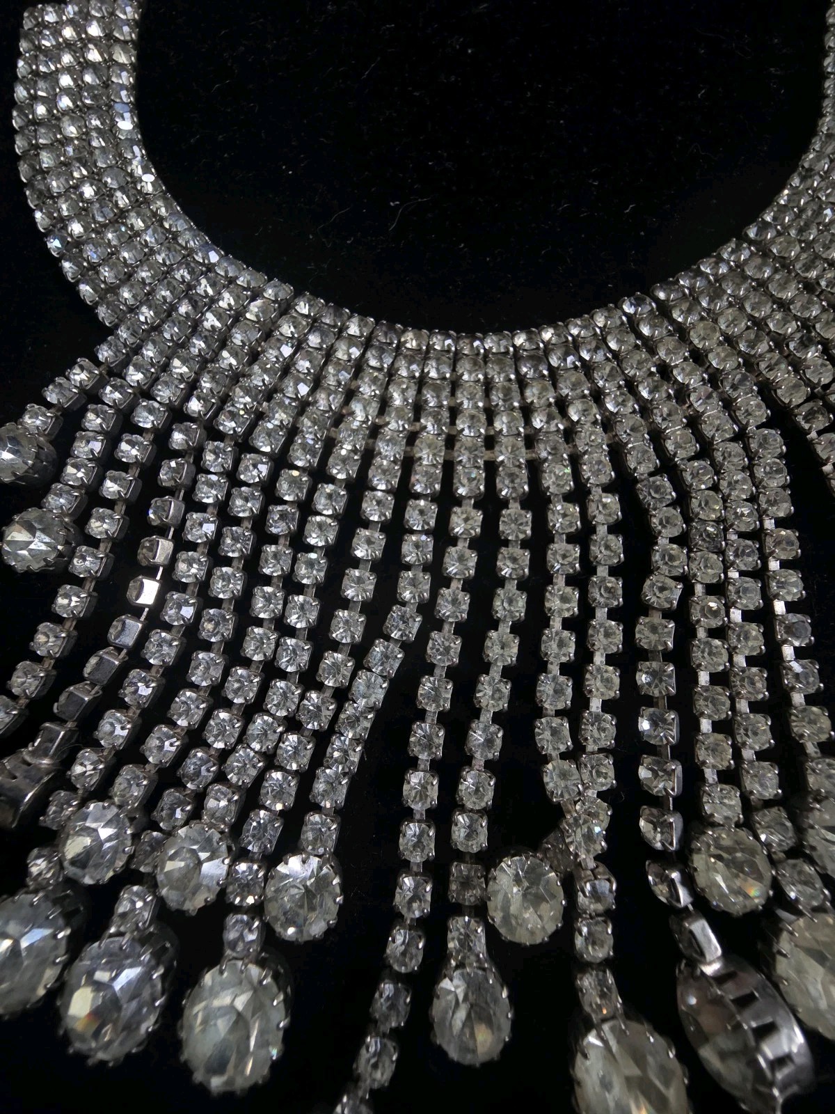 Stunning Vintage Rhinestone Drop Choker 12″ – 16″ Wedding, Vegas, Runway
