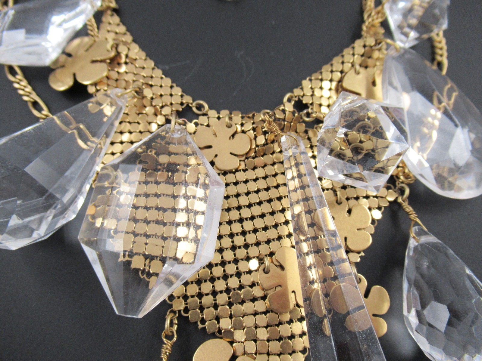 Signed Pilgrim Danish Design Gold Tone and Acrylic Prism Necklace 14.5″ + 3″ Ext