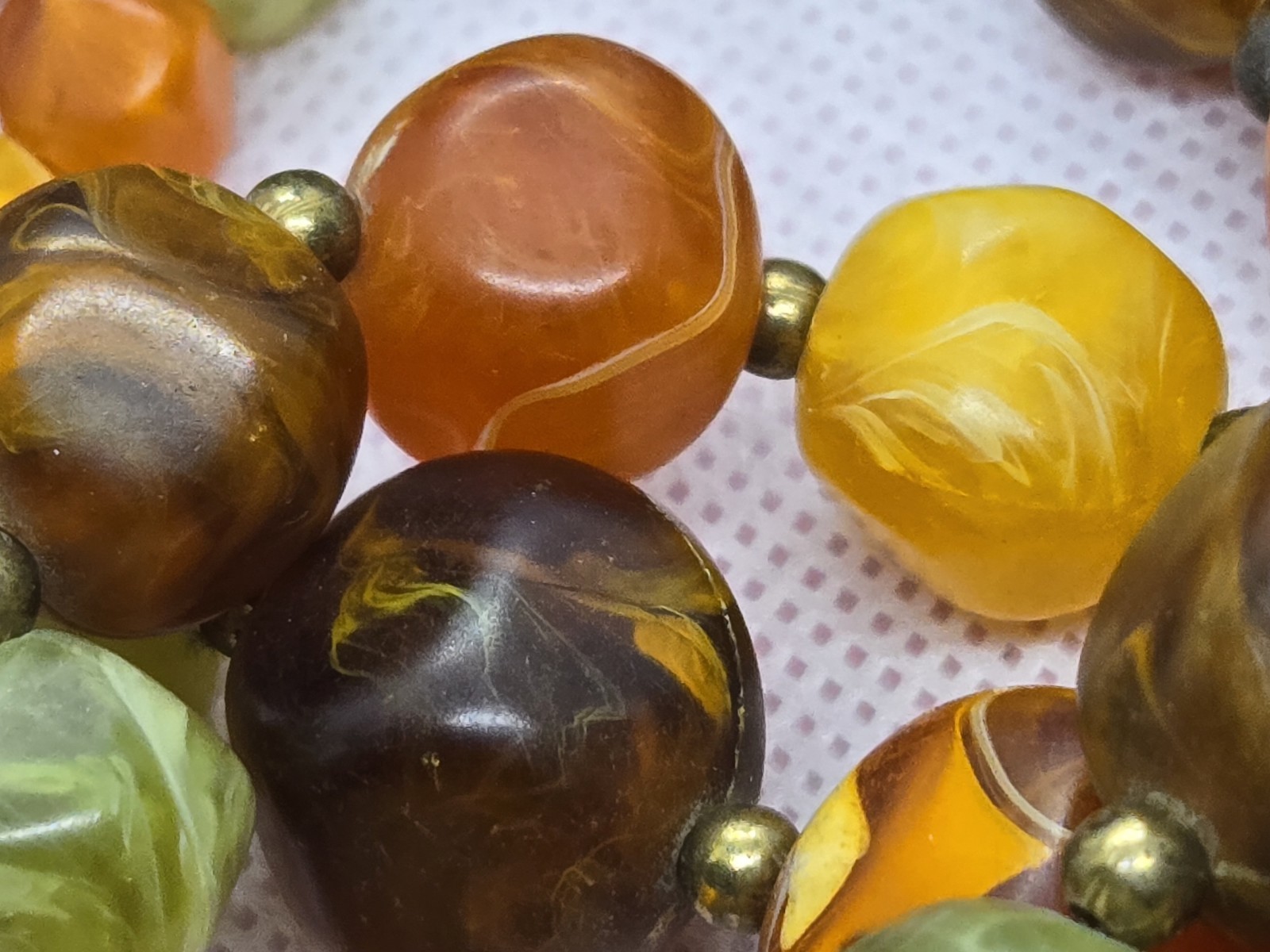 Vintage Swirl Plastic Triple Strand Necklace- great colors