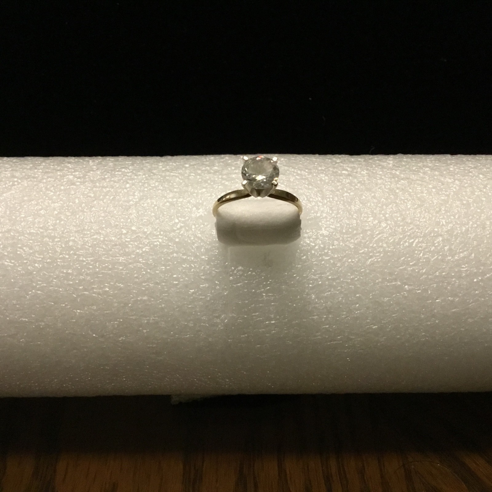 14K Gold Round Cut Solitaire CZ Dainty yet impressive Engagement/ Promise Ring