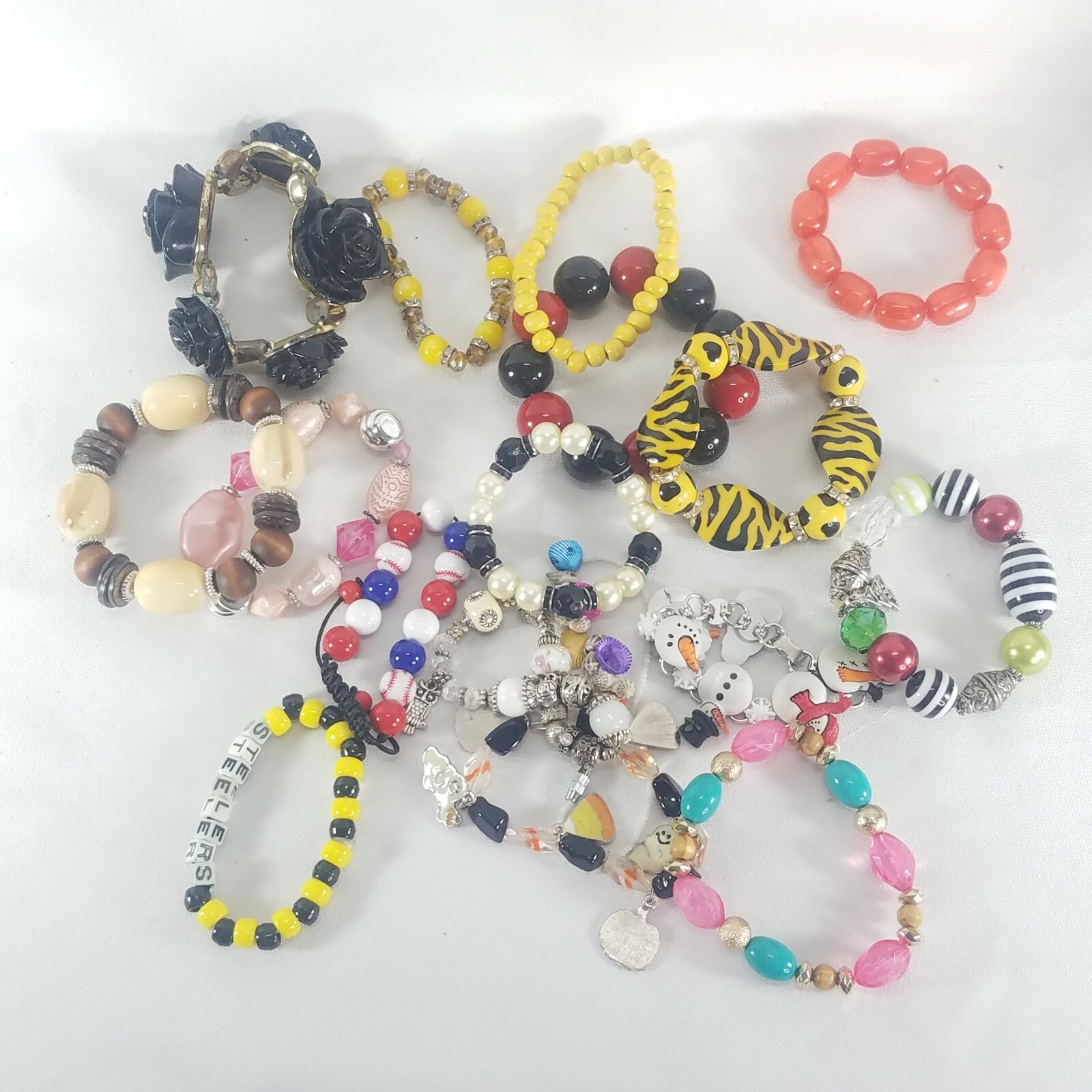 1 LB Vintage to now Costume Jewelry 15 pieces of hand made chunky bracelets