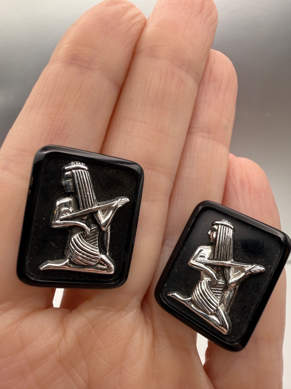Vintage West Germany clip on earrings Art Deco Revival 1960s MCM 1960s