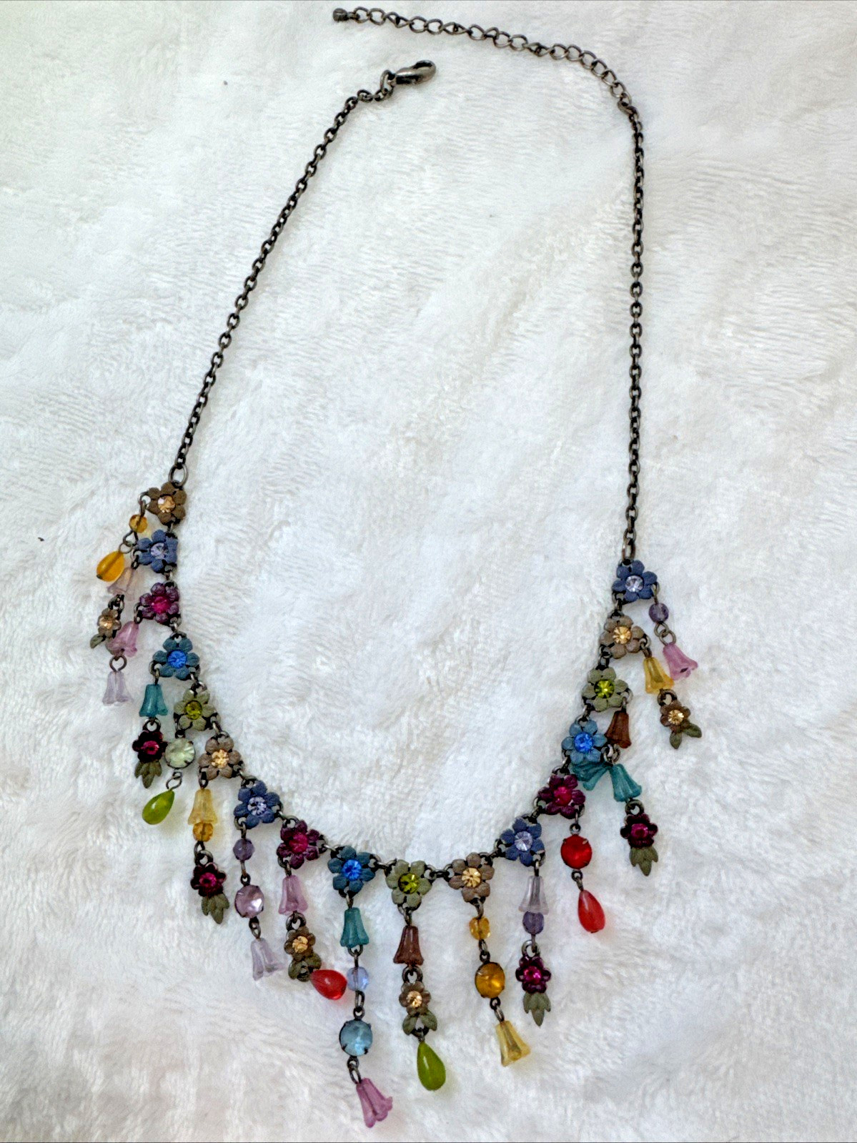 RARE Victorian Revival flower necklace colorful Modernist Jewelry y2k boho fairy
