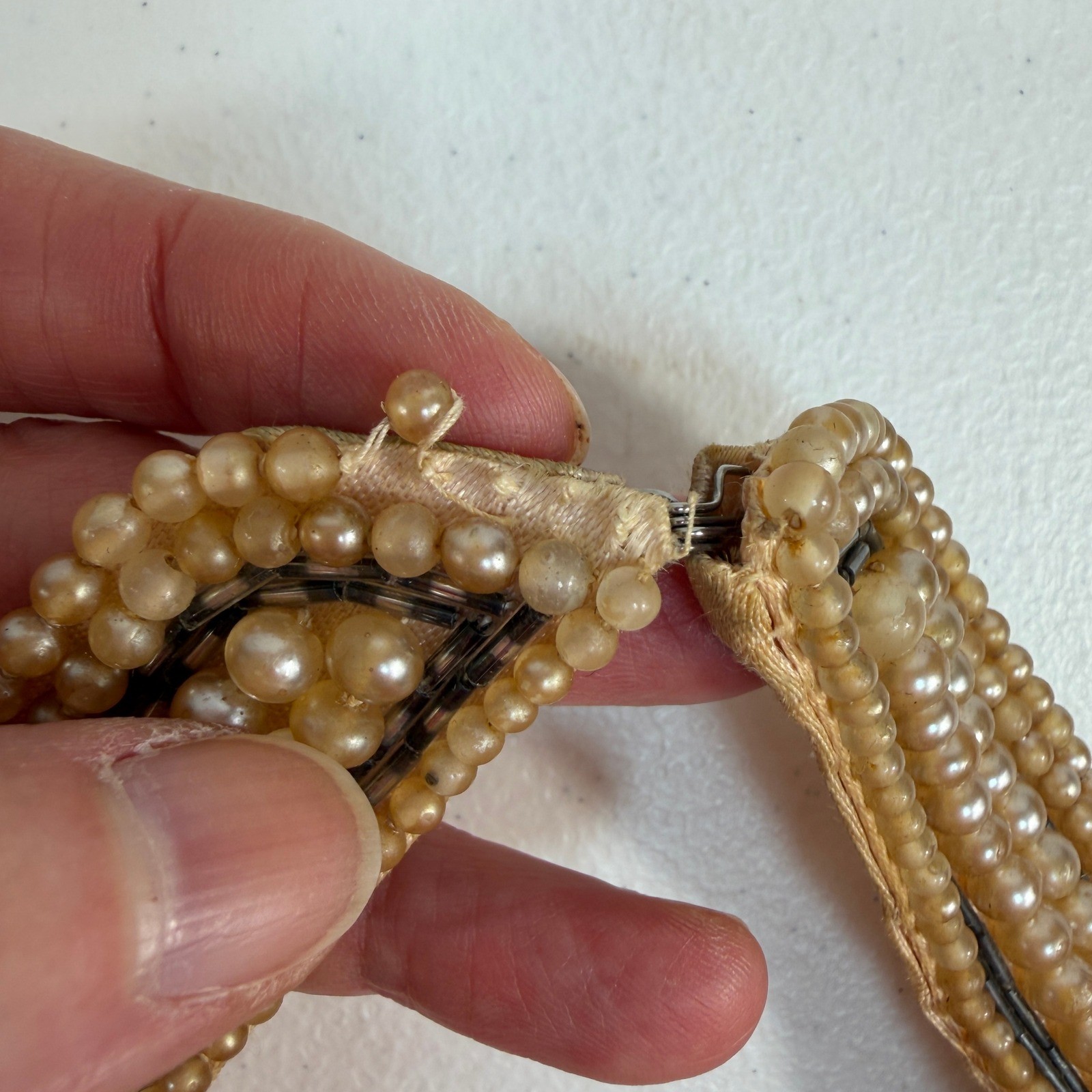 Vintage Necklace Choker Collar Faux Pearl Beaded Mid-Century Old Hollywood Glam