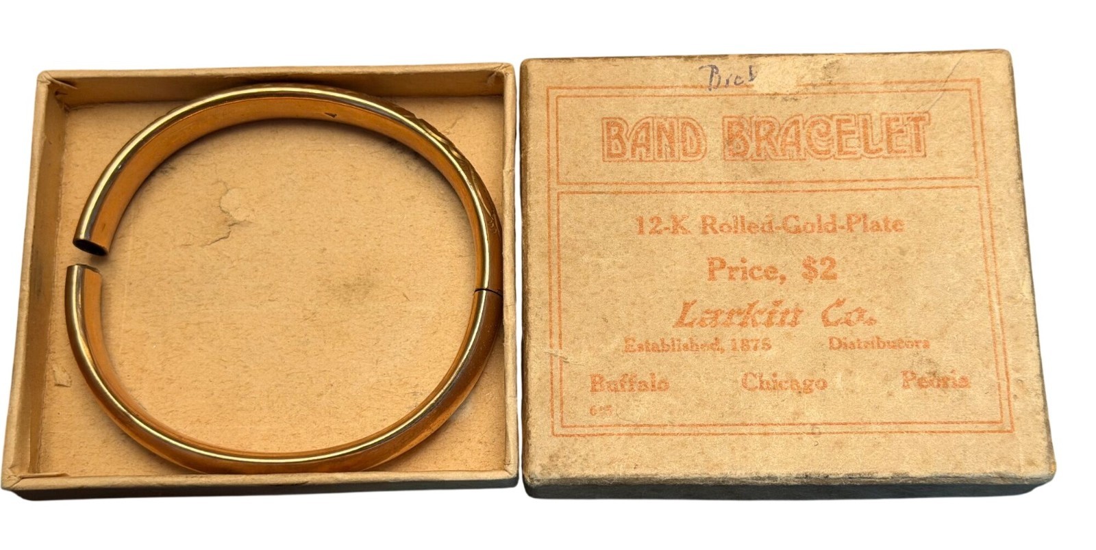 Victorian Totten Sommer 12K Rolled Gold Plate Band Bracelet Larkin Box -READ AI