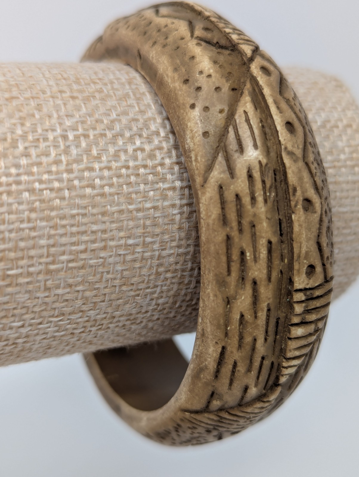 Vintage Hand Carved Bangle Bracelet Tribal African Ethnic Boho Jewelry