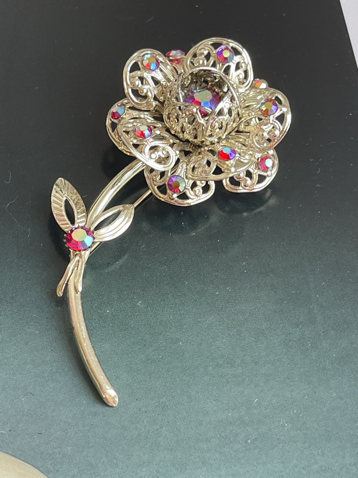 Vintage Signed Sarah Coventry Fashion Flower Book Piece 1961 Brooch
