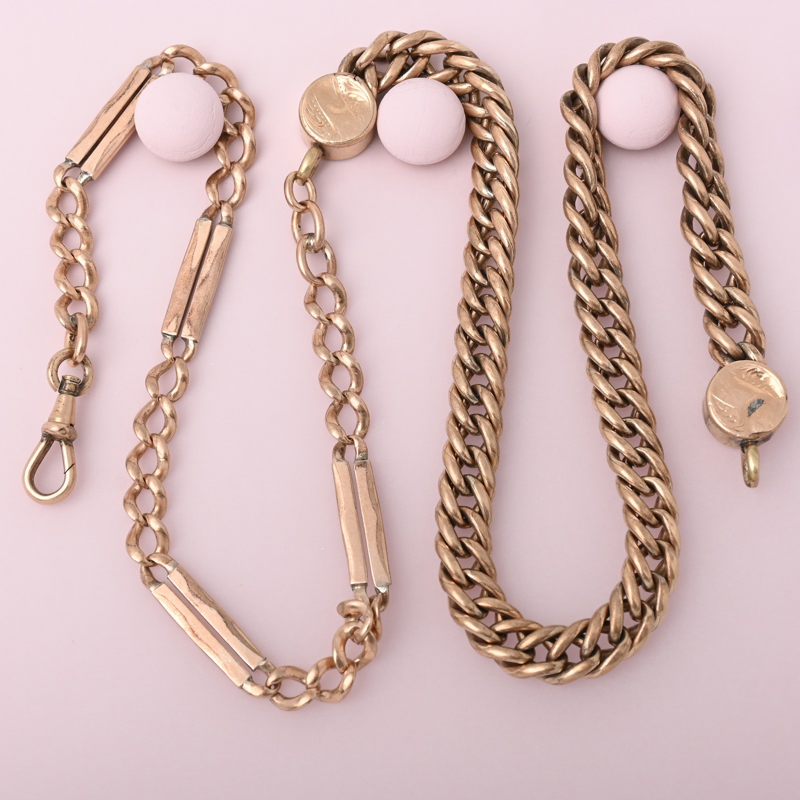 Antique Victorian Upcycled 50gr Rose Gold Filled Fancy Curb 20″ Chain Necklace
