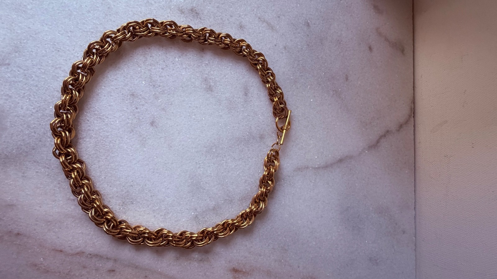 Vintage Signed Gold Brass Plated Chain Link Necklace Choker 17” Elegant…