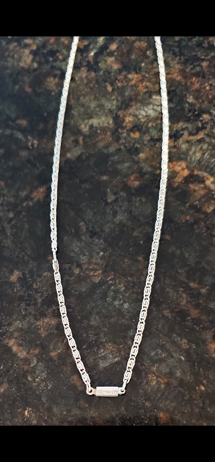 Chain Necklace Silver Tone Marked Germany Fold Over Clasp 18″