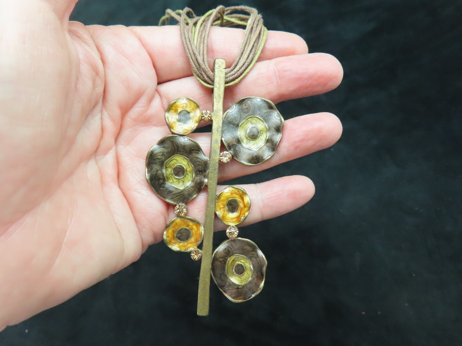 Vintage Contemporary Brown & Golden Yellow Statement Necklace