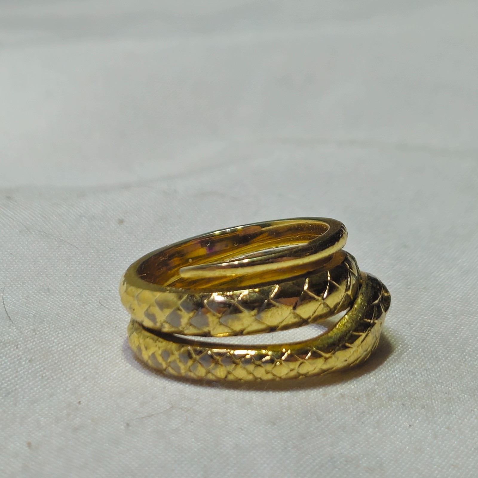 Antique Vintage Gold Tone Fancy Coiled Snake Ring From Estate Size 6.25