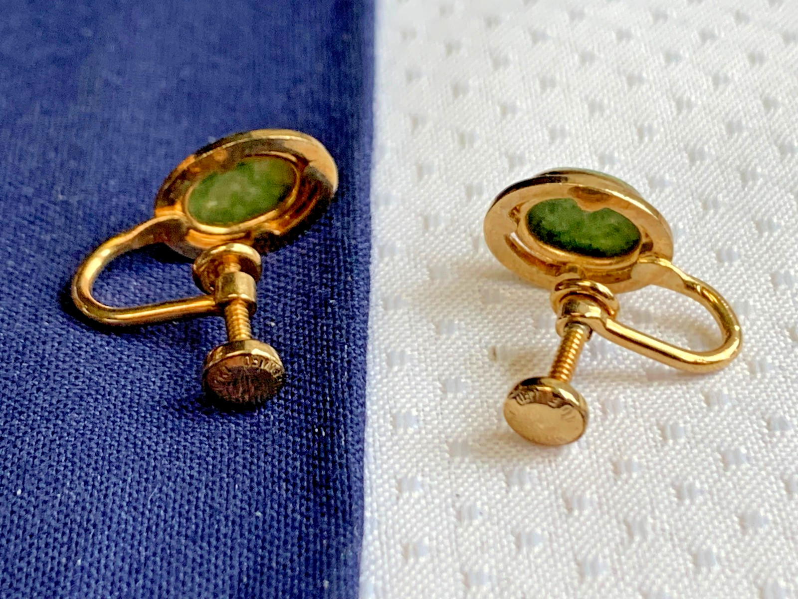 Vtg Gold Filled Sarah Coventry Jewelry Set 12.17g Jadeite Look Stones *READ*