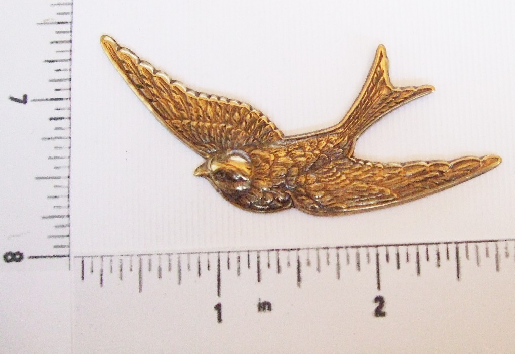 35763 Brass Oxidized Victorian Large Bird Jewelry Stamping
