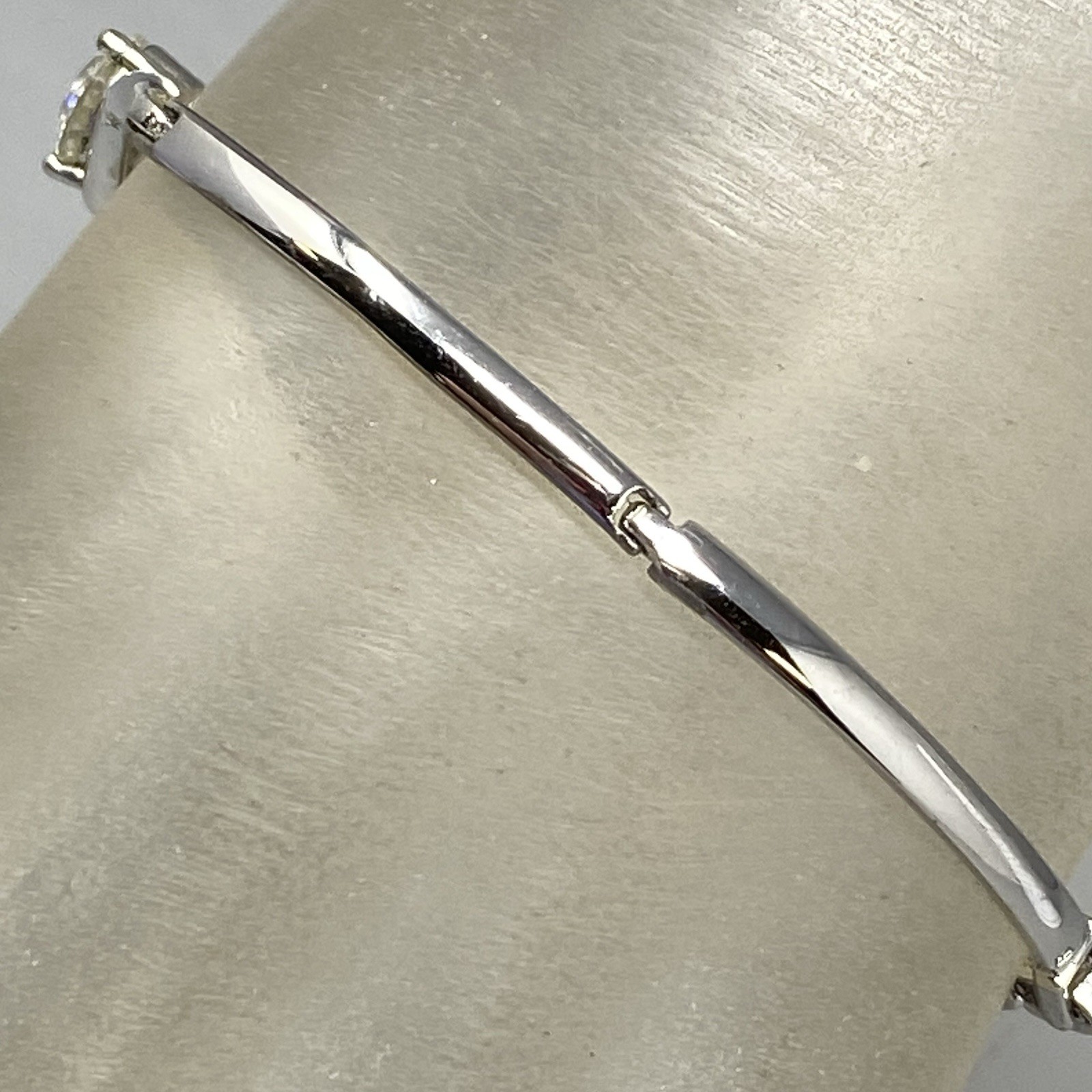 Designer Solitaire Cubic Zirconia Bracelet Silver Tone Bar Link Chain Shiny 7″