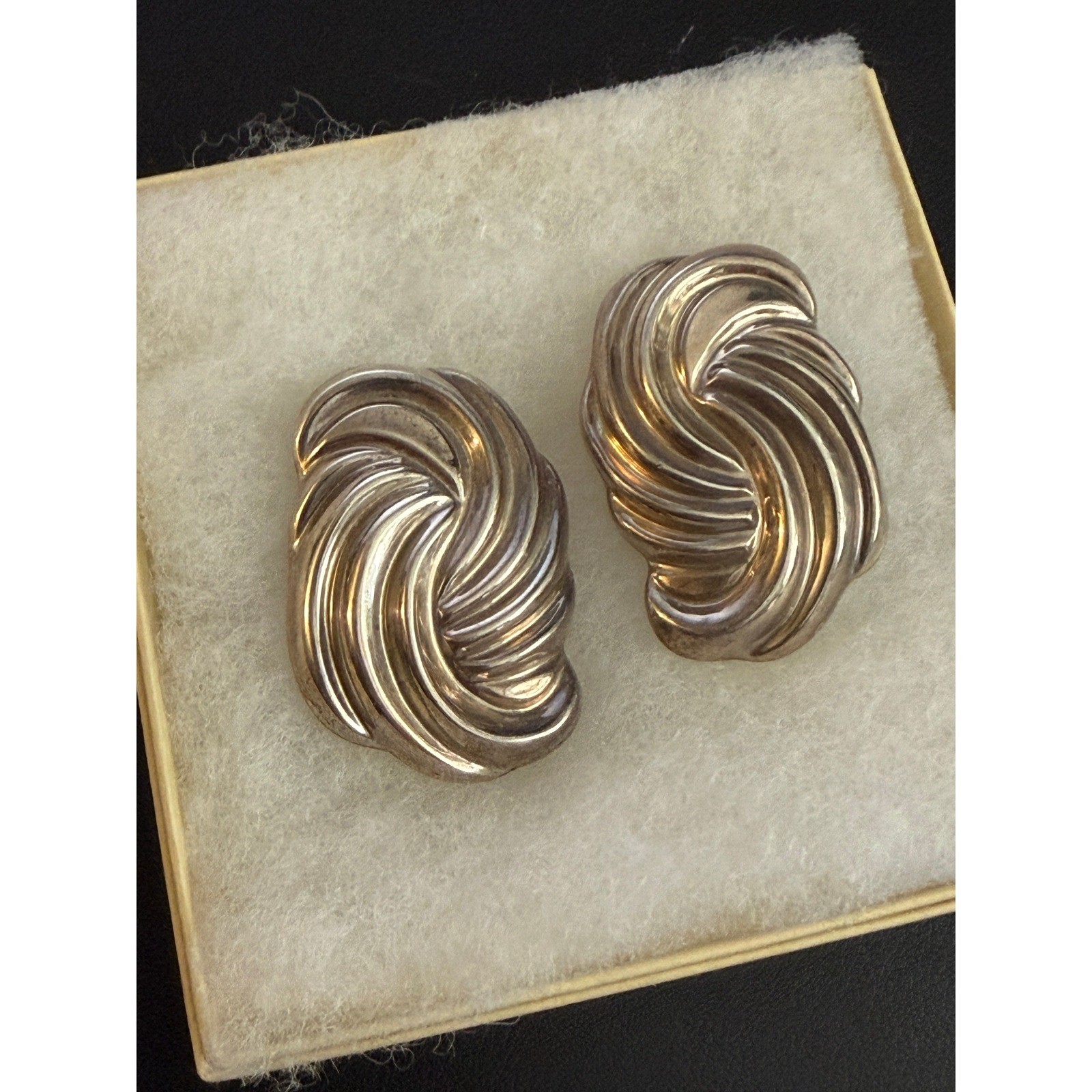 Vintage TAXCO Sterling Silver Earrings Clip Ons Mexico 26g