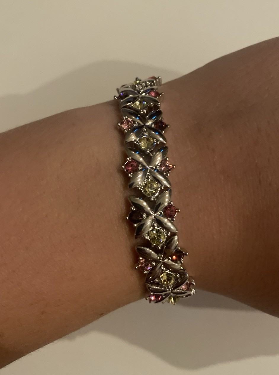 Camrose & Kross JBK Jacqueline Kennedy Pink/Purple Stones Silver Tone Bracelet