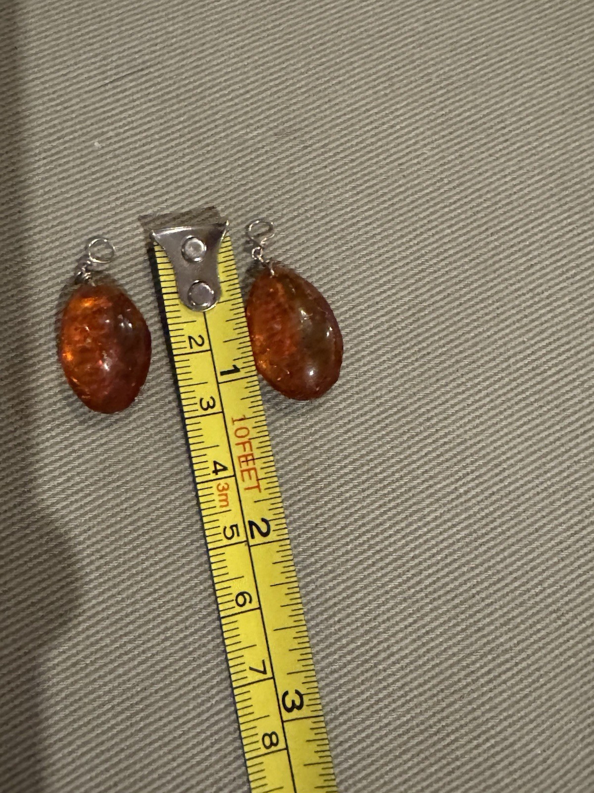 Pair of Vintage Amber Tear Drop 1.25” Pendants – Earrings?