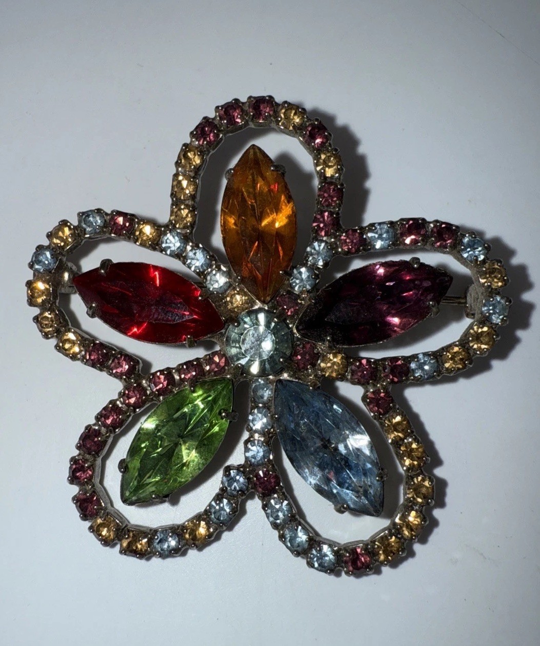Multi Colored Marquee Crystals Prong Set Floral Design 4I