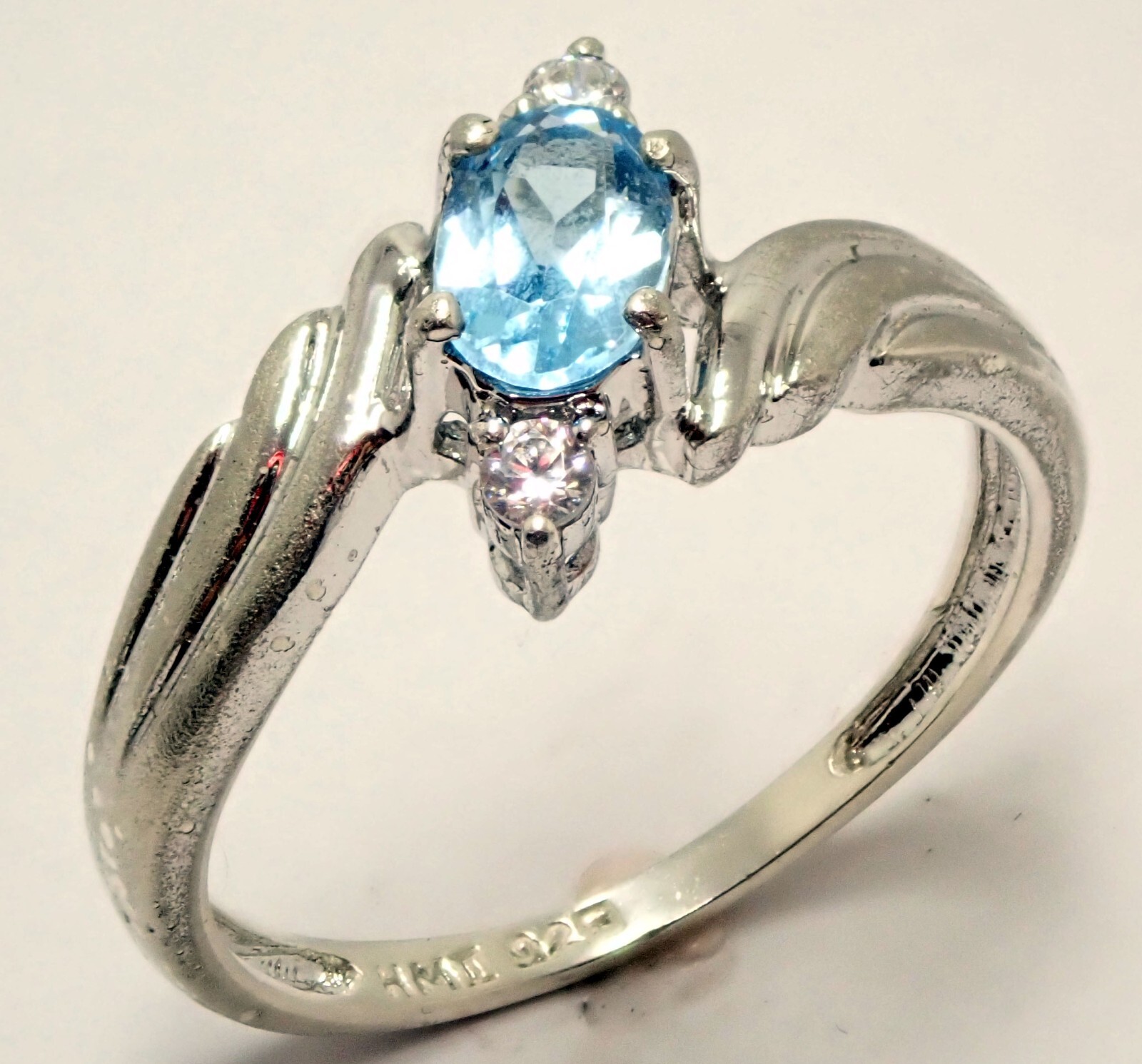 Size 7 Vintage HMT Howard M.Tefft Solid Sterling Silver 925 Topaz Good Luck Ring
