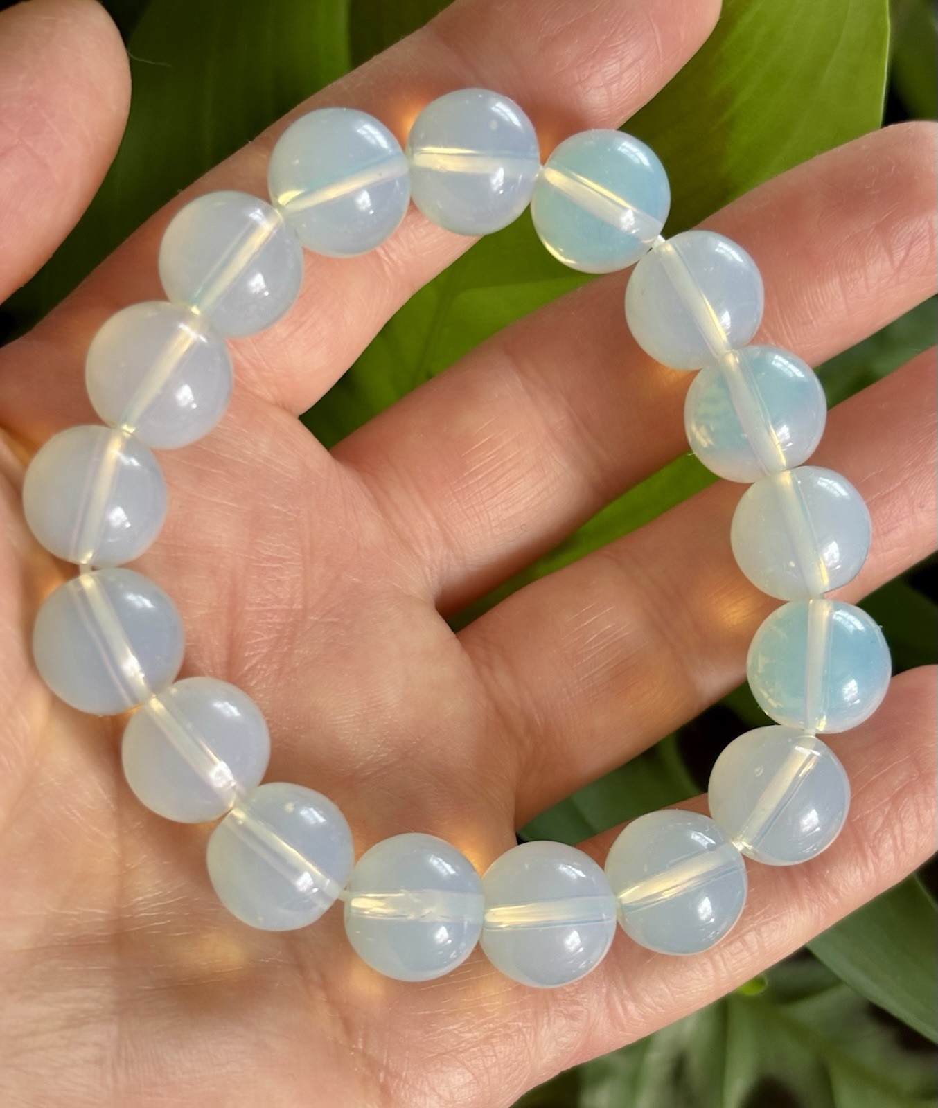 Vintage Opaline Glass Fabulous Beaded Elastic Bracelet Mint